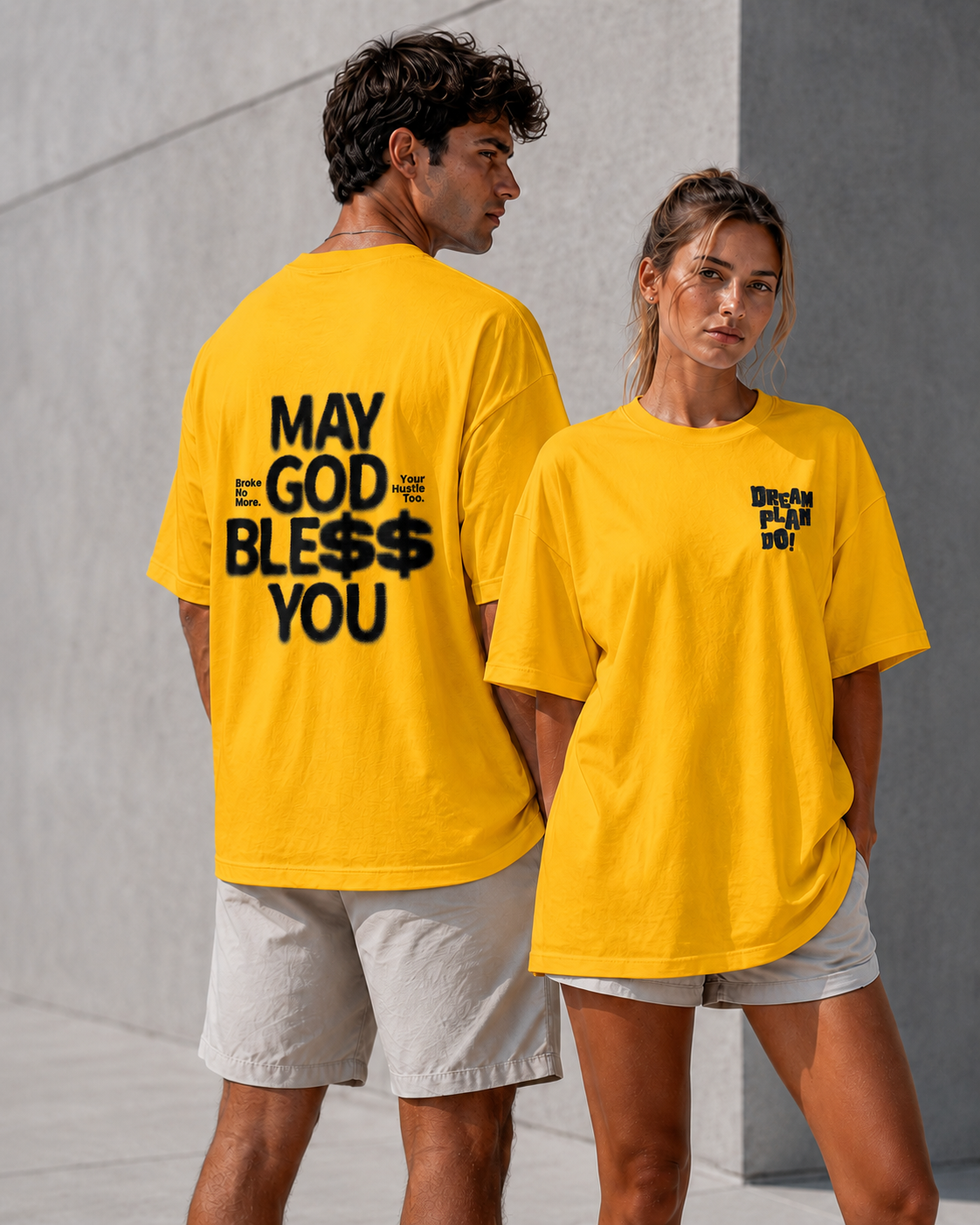 May God Bless Your Hustle Oversized Graphic T-Shirt | Unisex